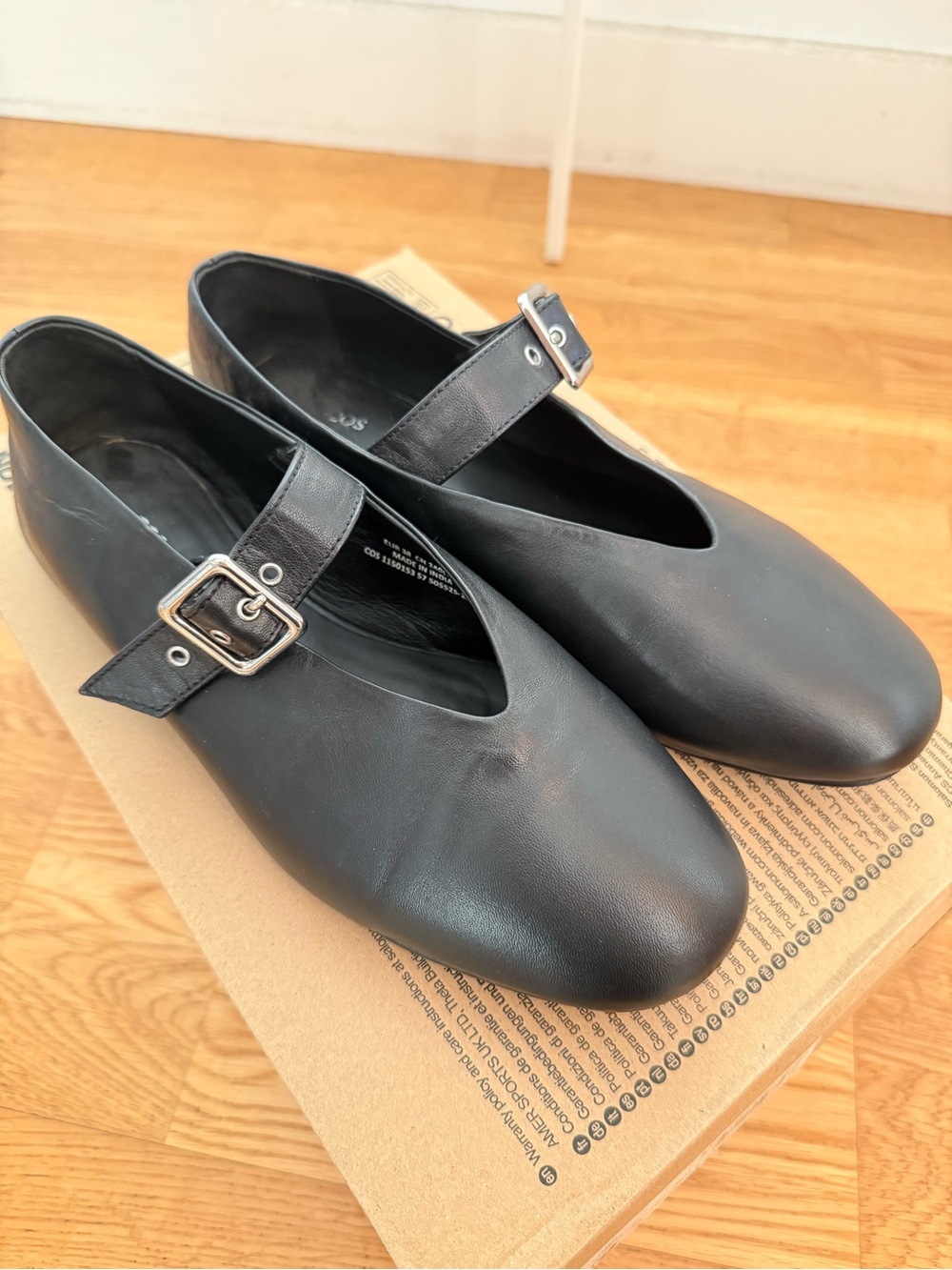 COS Black Mary Jane Flats with Buckle Strap Size 38/240